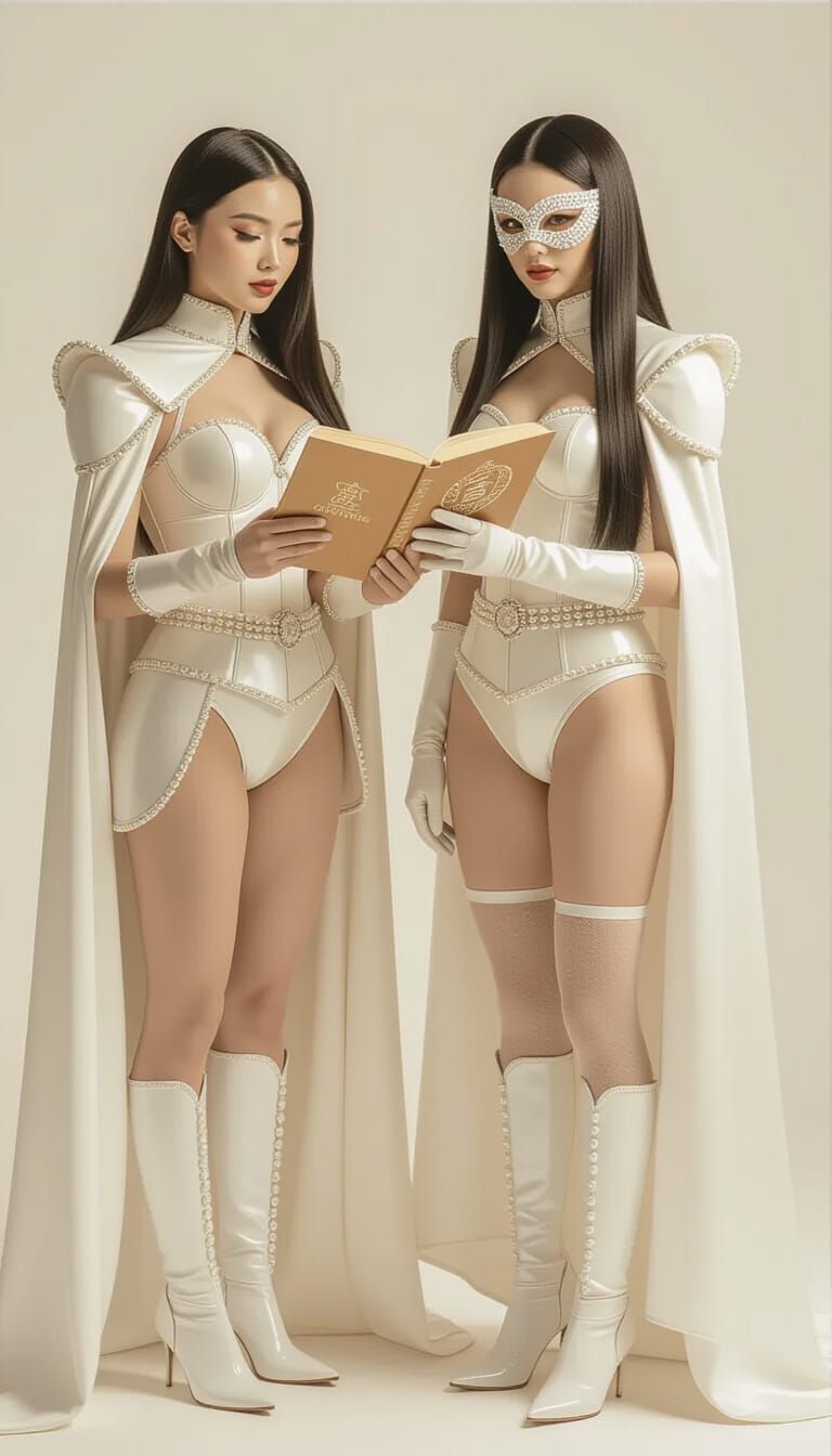 Chinese Girl Read to by Pearl Powder Ball Star