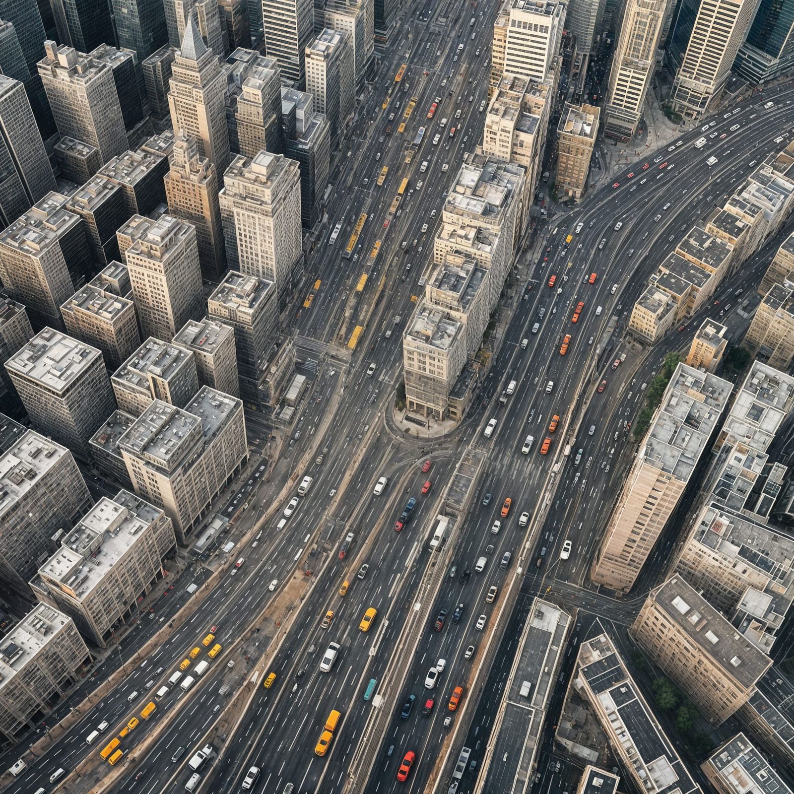 Cityscape with Moving Cars