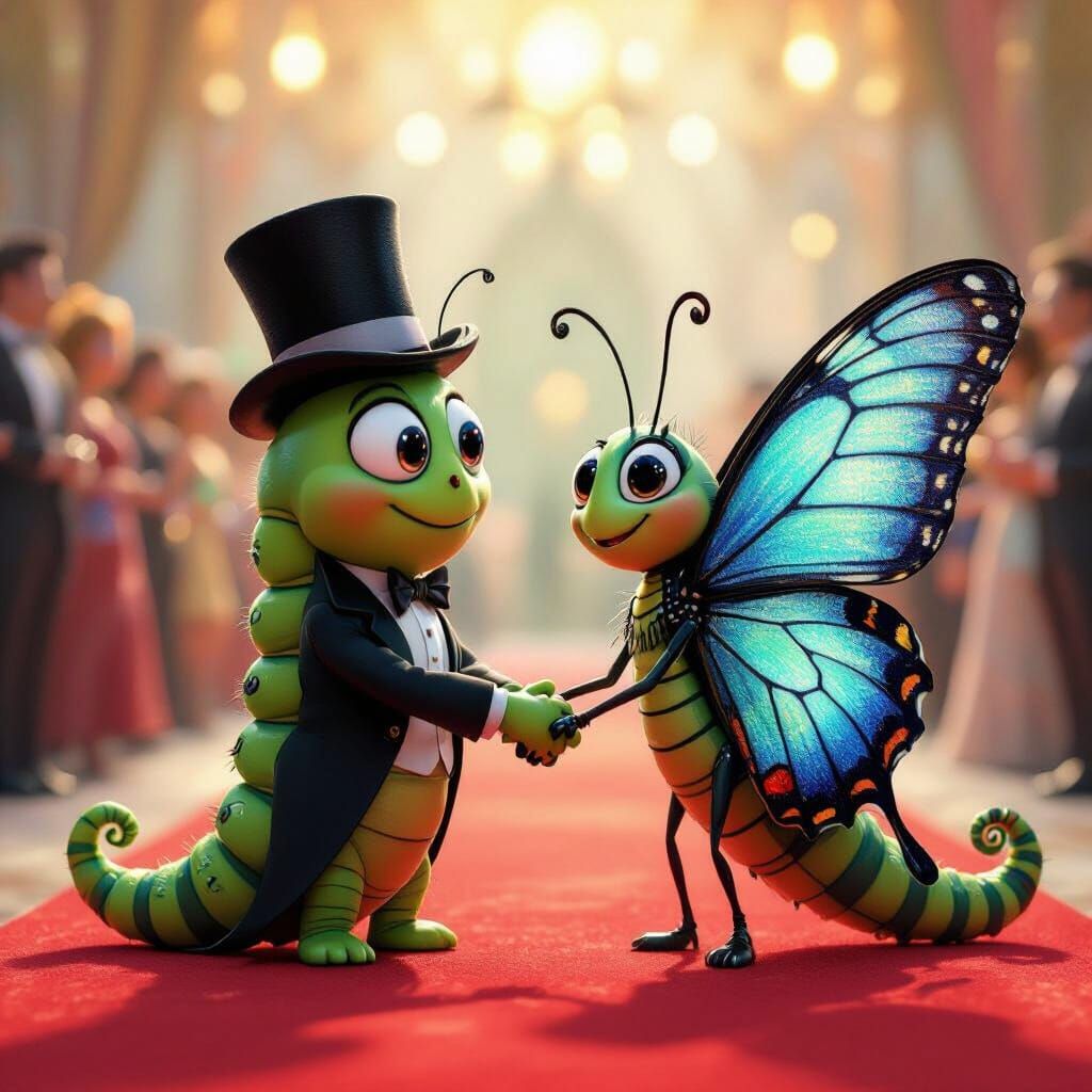 Charming Insect Wedding in Vibrant Pixar Style