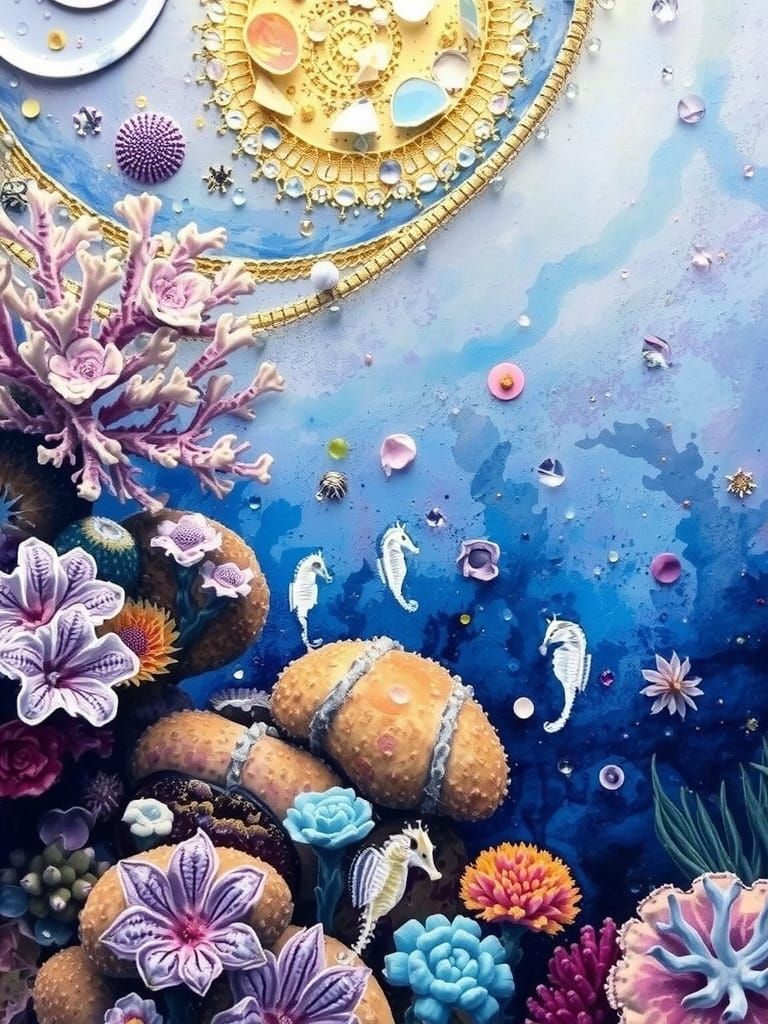 Underwater Coral Reef Masterpiece with Baby Seahorses