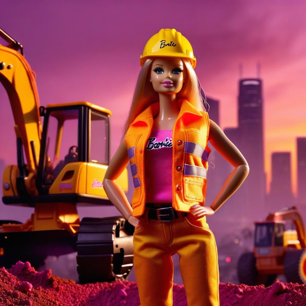 Barbie the Builder in Los Angeles Sunset: Digital Art