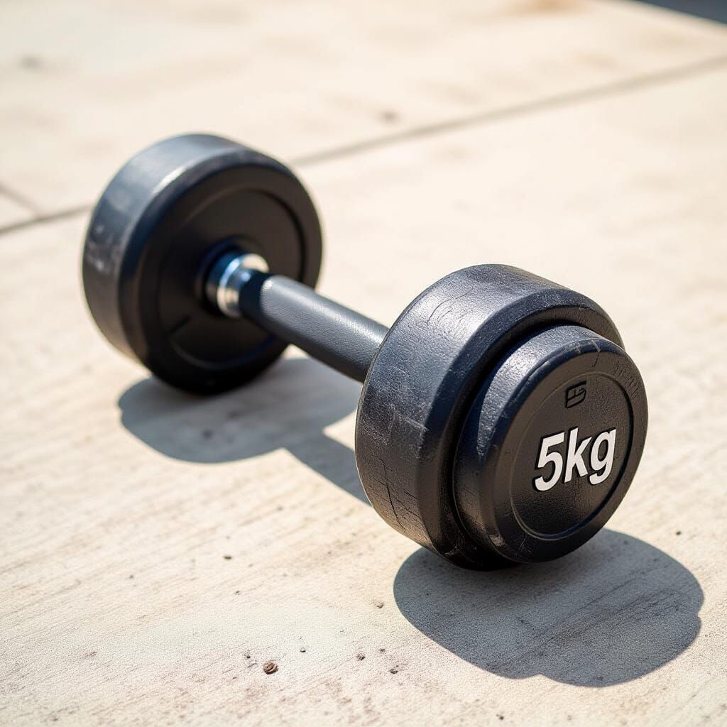 Single 5kg Dumbbell Lying on the Ground