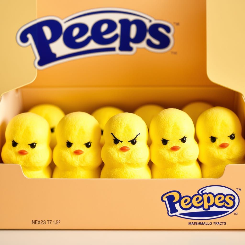 Furious Peep in Box of Marshmallow Chicks