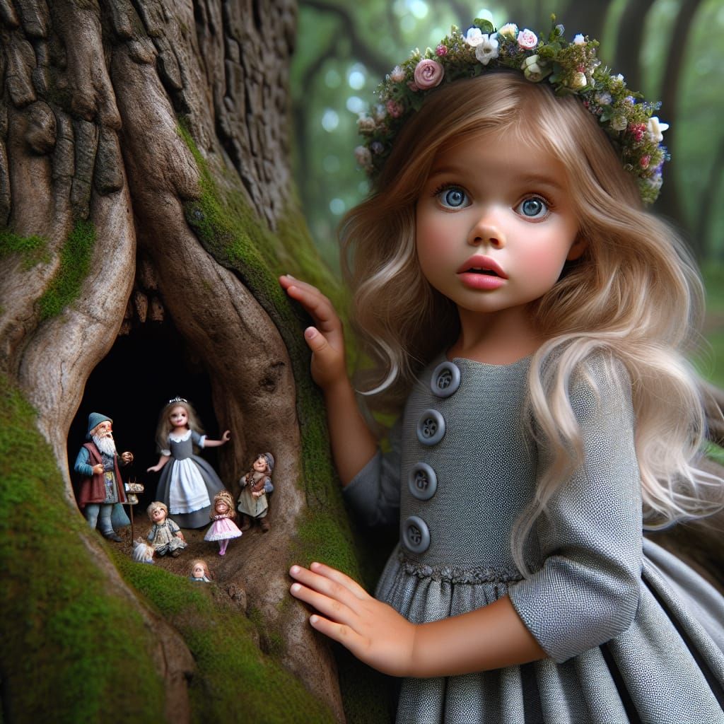 Hyperrealistic Girl Finds Fairytale in Ancient Tree
