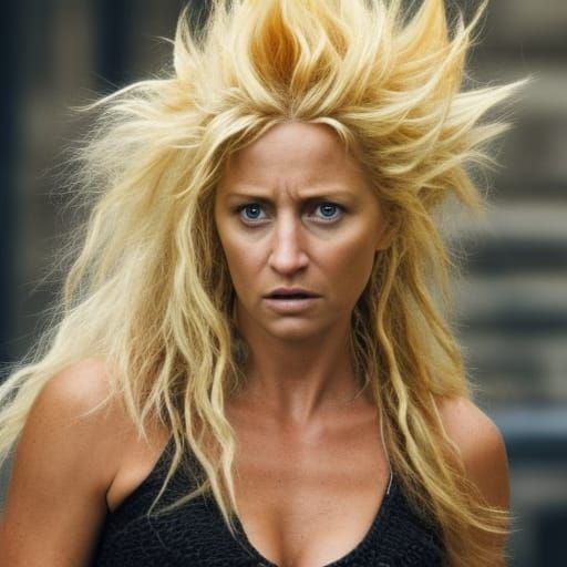 Photorealistic Super Saiyan Female in Cinematic Combat