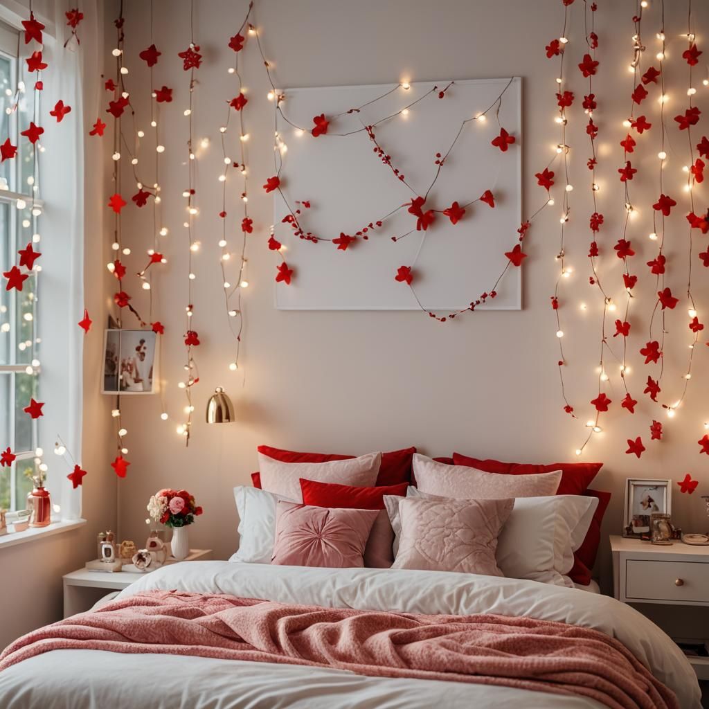 Red Girly Bedroom in Professional Photography Style
