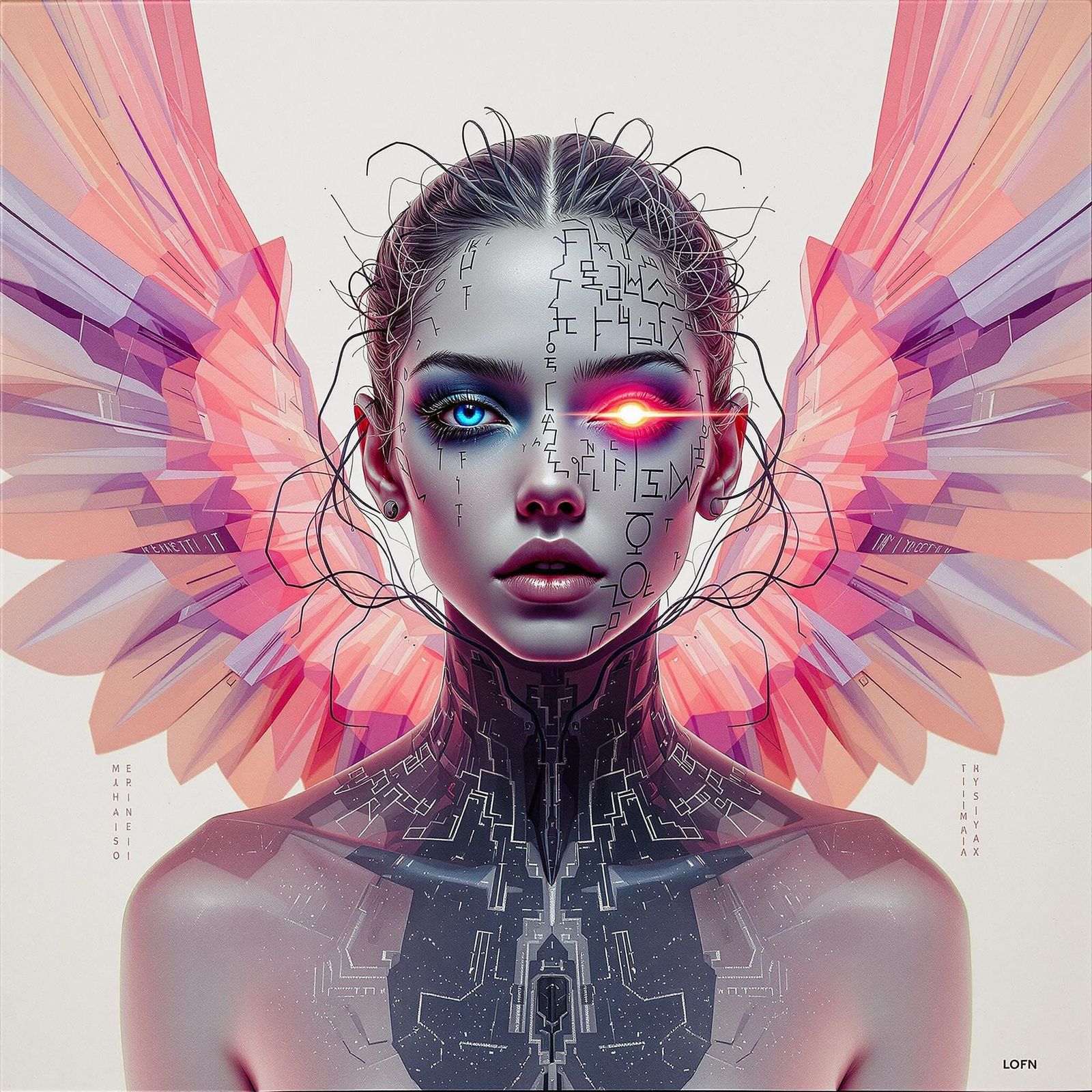 Lofn's Genesis: Androgynous Figure in Labyrinthine Monoliths