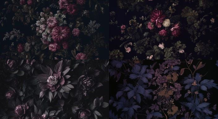 Dark Victorian Floral Blooms in Moody Hues