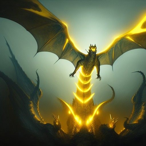 Ghidorah Monster in Dark Fantasy Concept Art