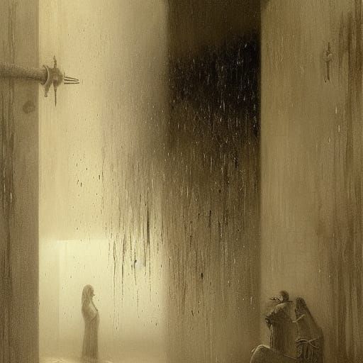 Horror Shower Scene in Doré and Rutkowski Style
