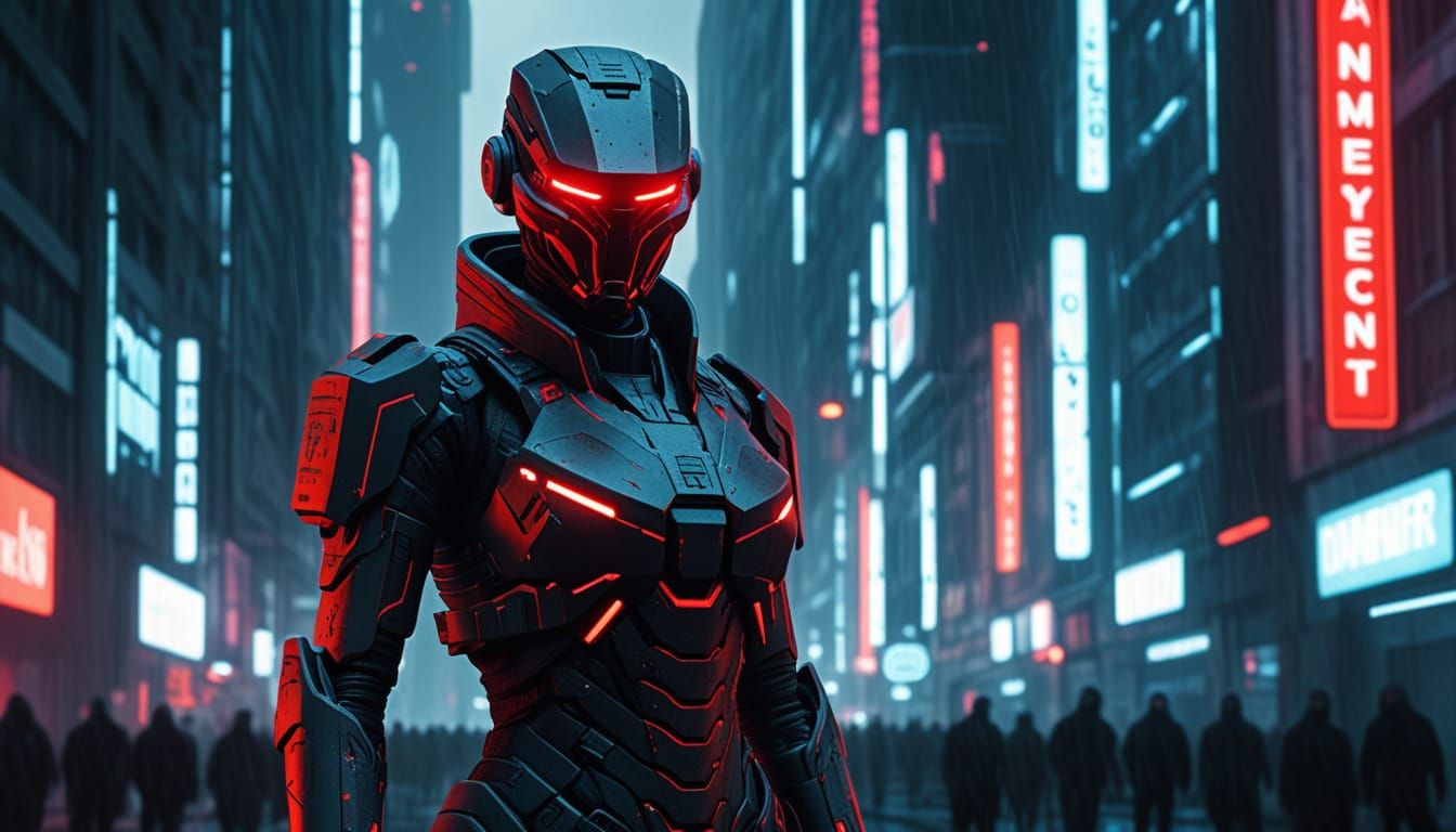 Cyberpunk Woman in Neon City