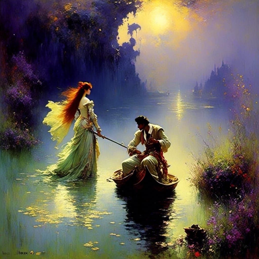 Epic Fantasy Love Scene in Deep Background
