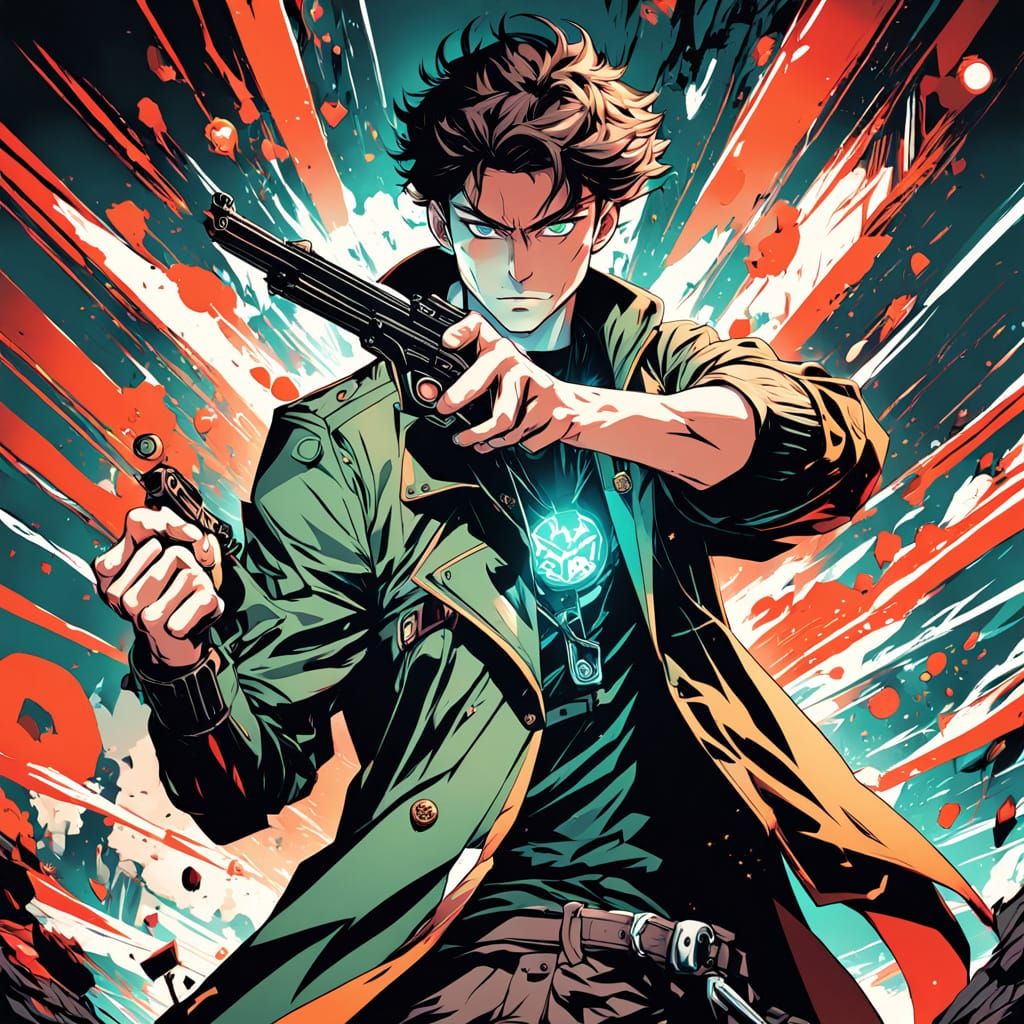 Handsome Cowboy in Anime Style