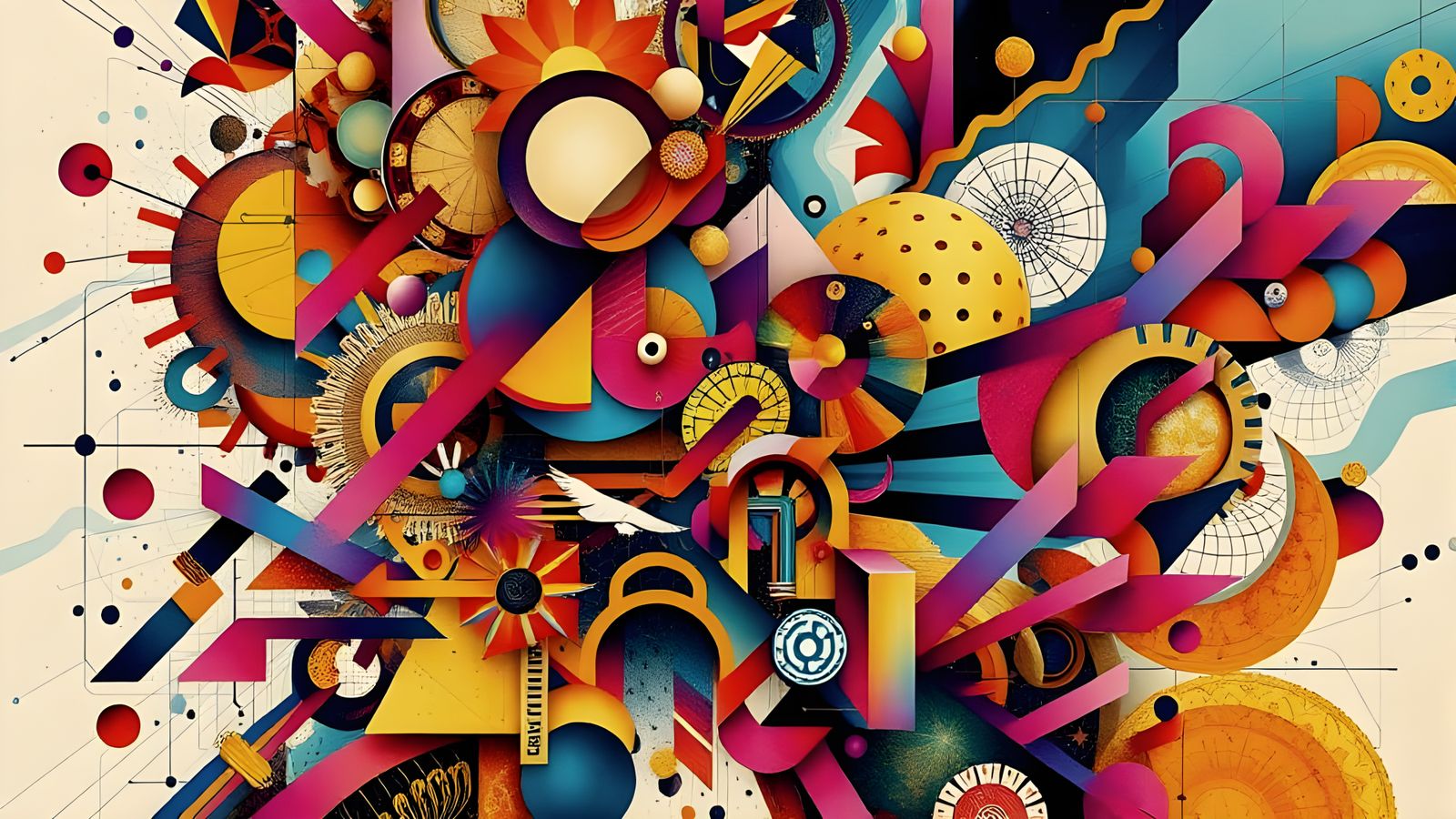 Vibrant Geometric Art in Maximalist Style