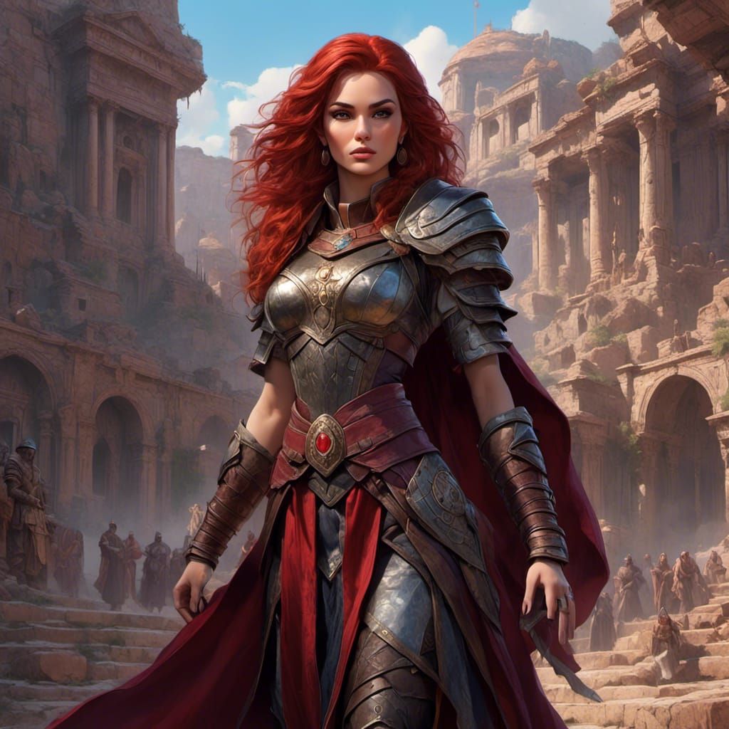 Fantasy Cleric with Dark Red Hair