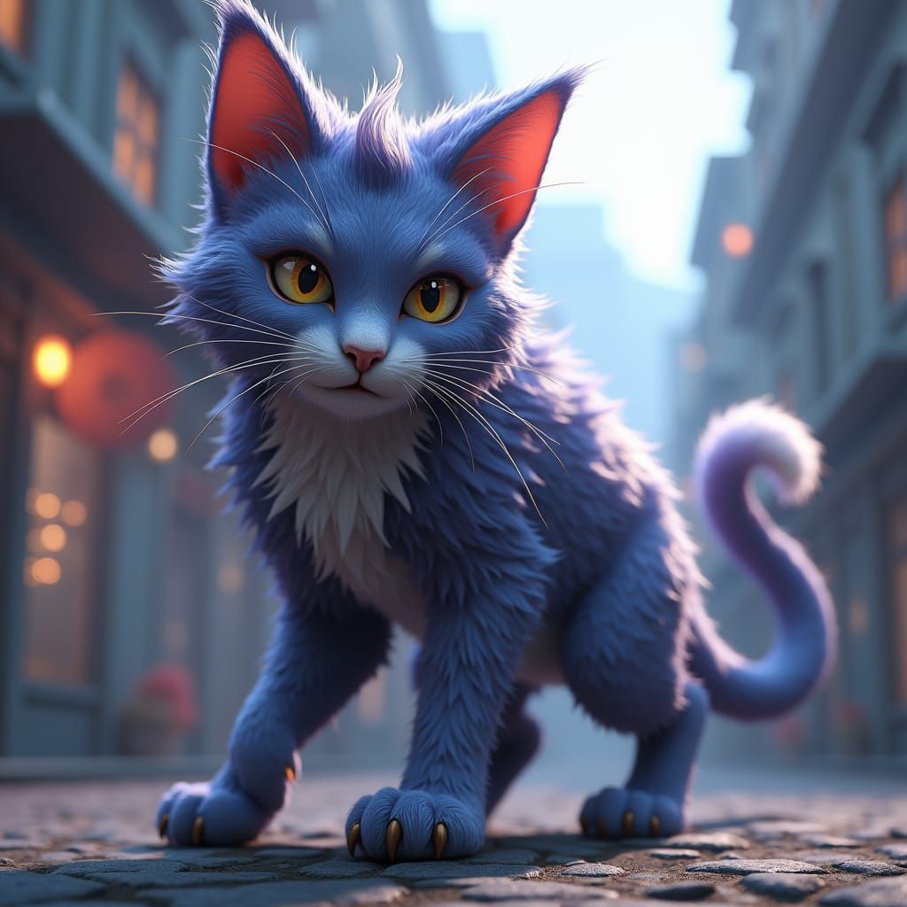 Mysterious Feline in Anime Style, Ready to Pounce