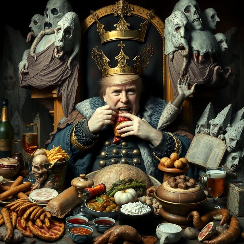Gluttonous King Inspired by Bosch and Bruegel