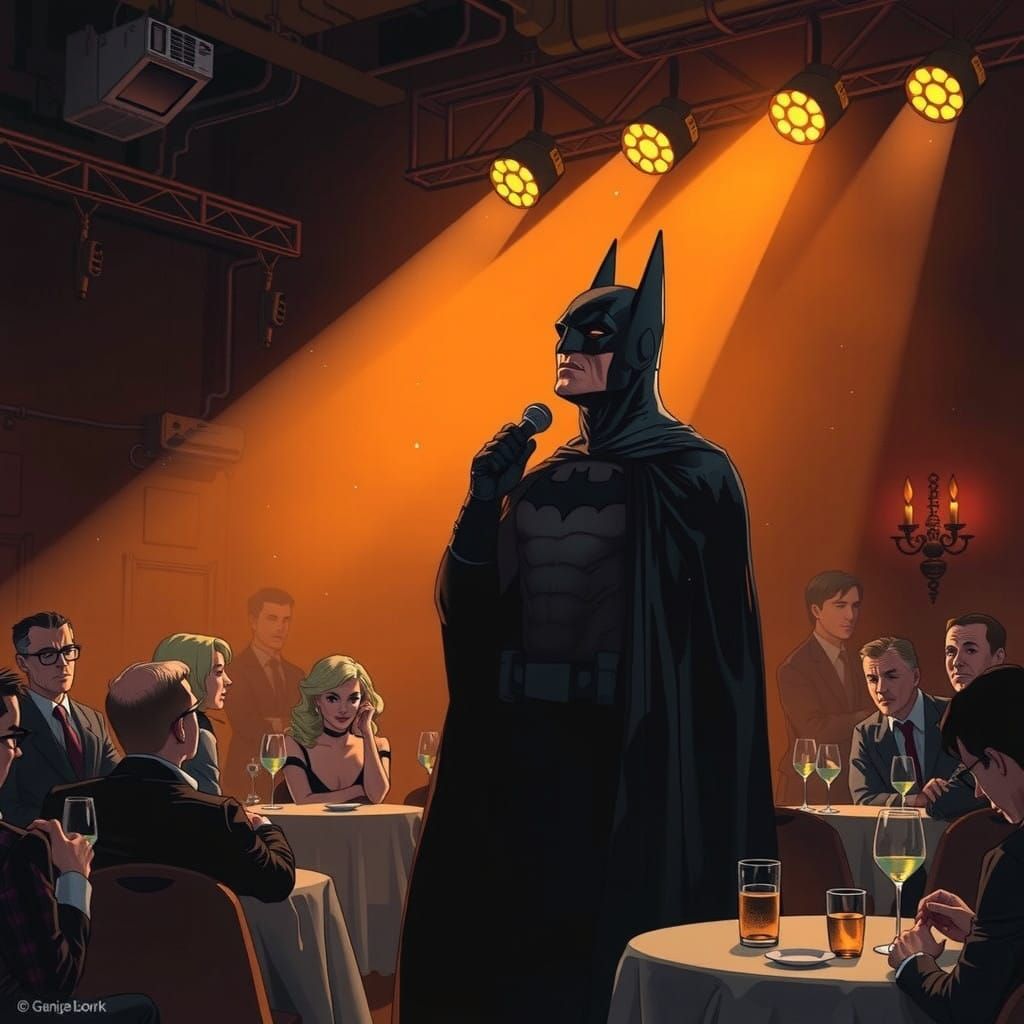 Batman Sings with Emotive Intensity in Upscale Nightclub