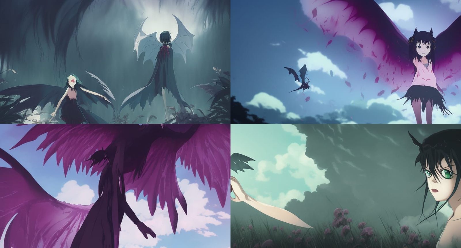 Gothic Anime Blood Fairy with Bat Wings