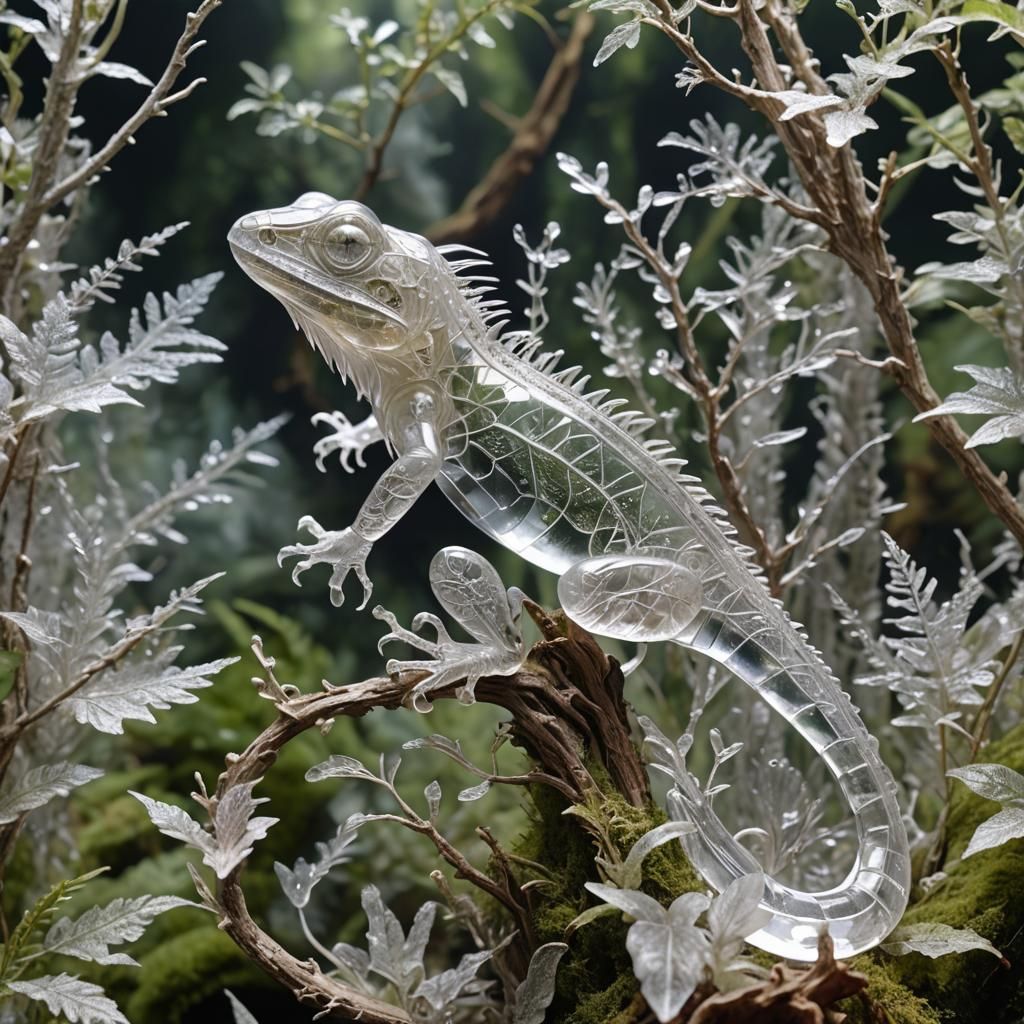 Crystal Lizard in Ethereal Forest Fantasy