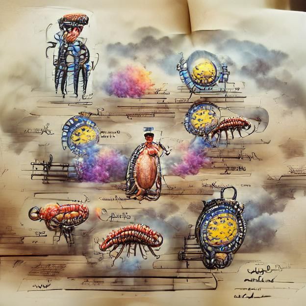 Steampunk Codex Seraphinianus: Colorful Concept Art