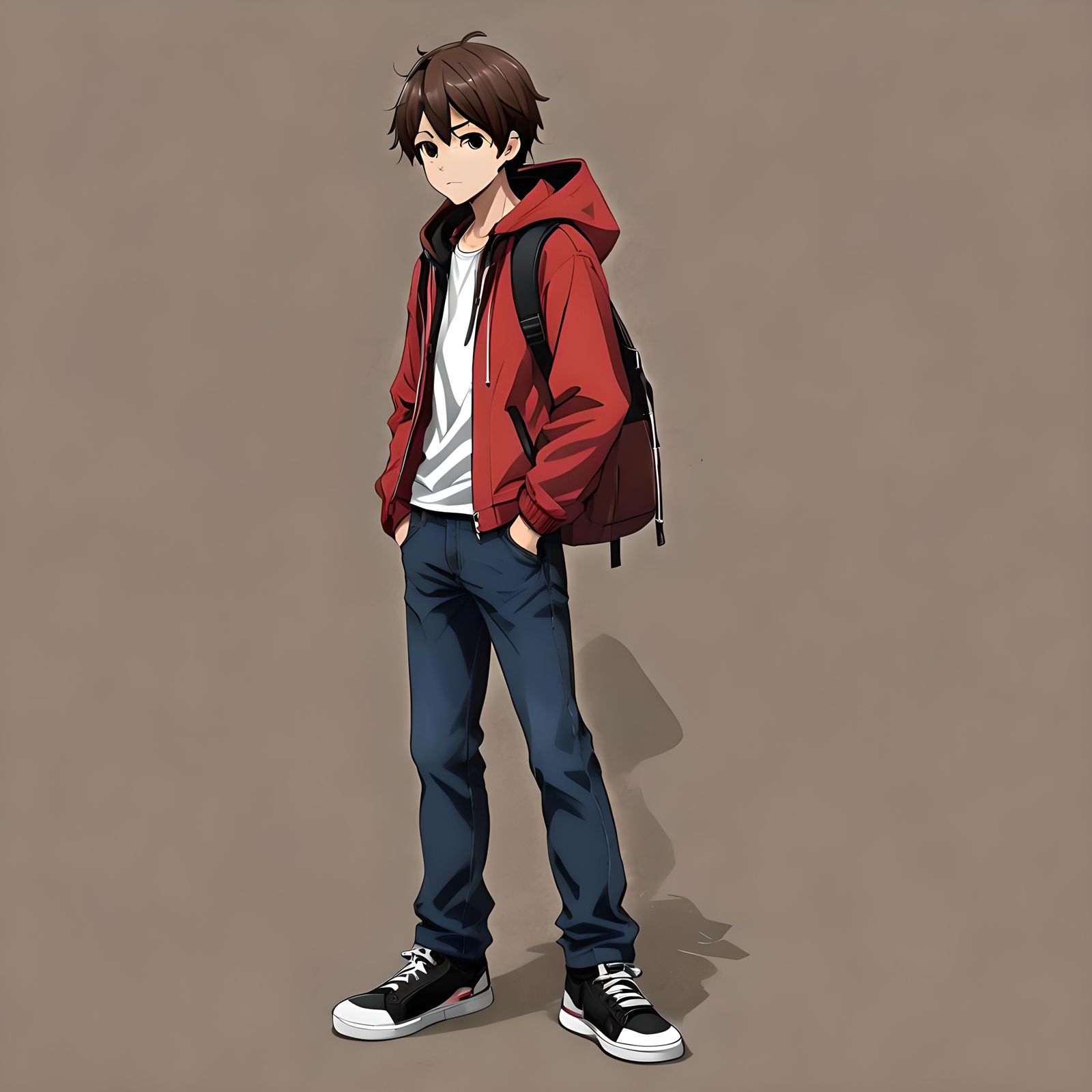 Anime Style Image of Boy with Red Jacket