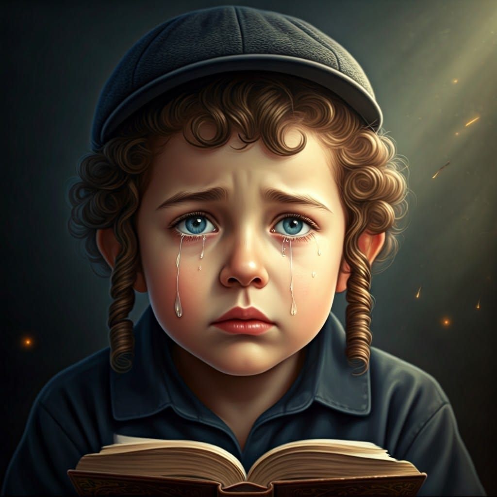 Hasidic Boy's Prayer: A Hyperrealistic Dreamscape