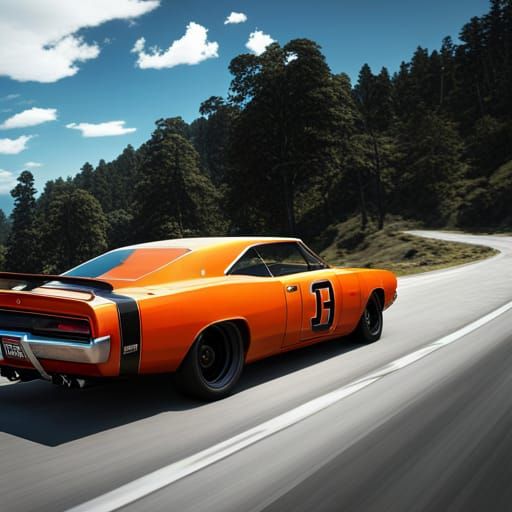 General Lee Dodge Charger Matte Painting