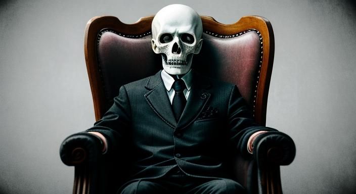 Sinister Pale Figure with White Eyes in Dark Setting