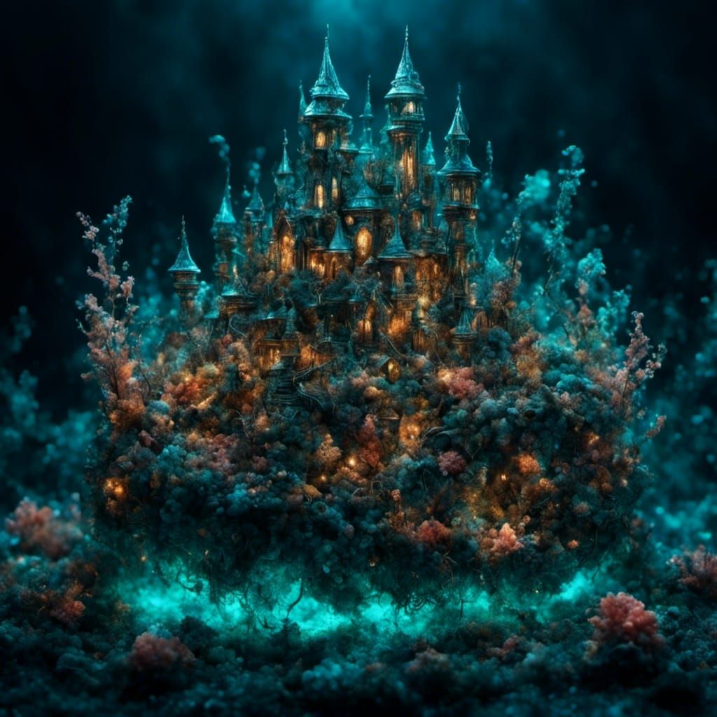 Colorful Underwater Castle in Hyperreal Detail