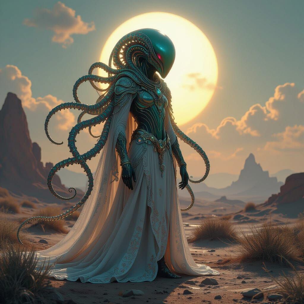 Alien Creature in Otherworldly Landscape: Digital Matte Pain...