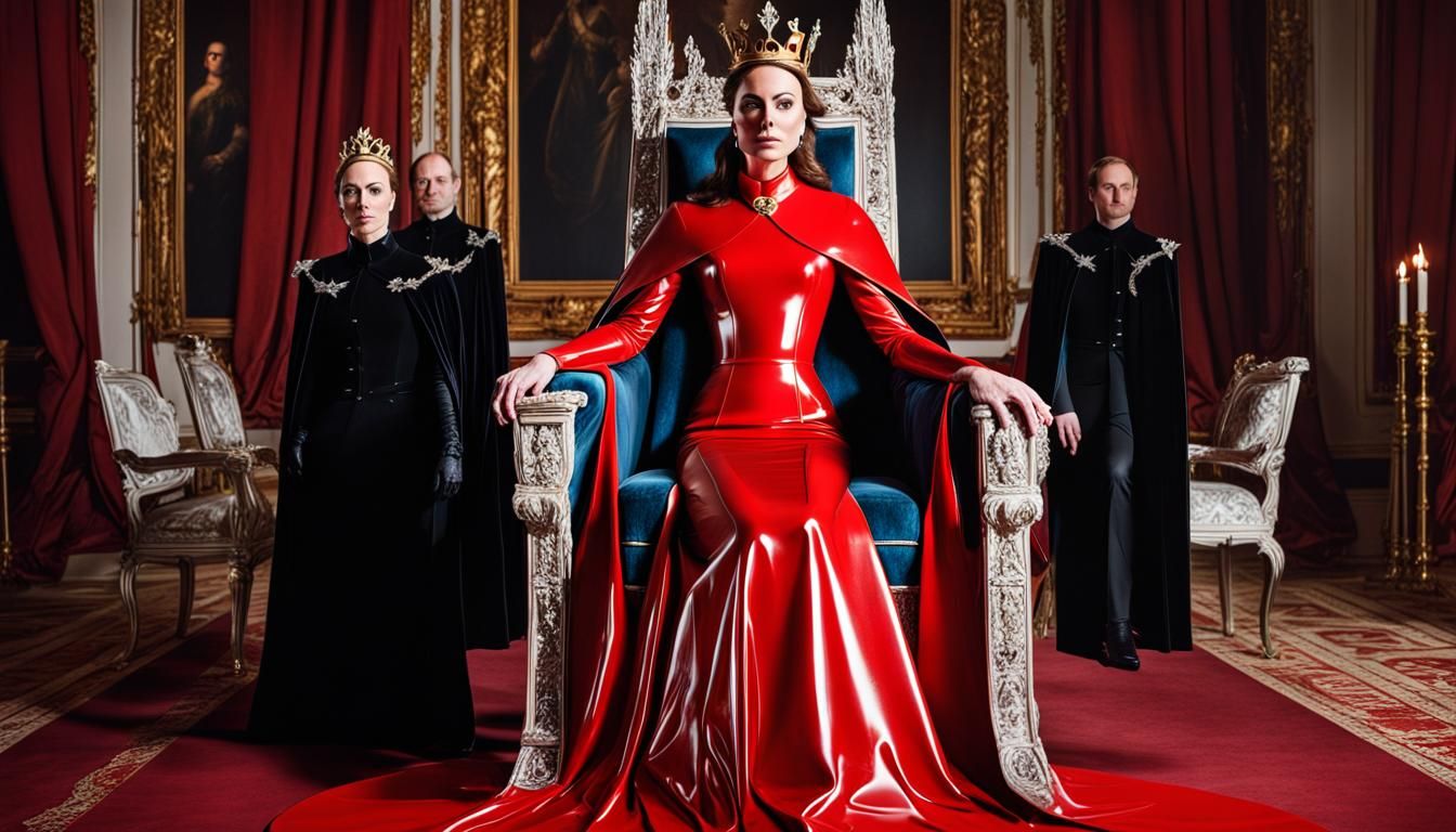 Dominant Empress in Reflective Latex on Throne