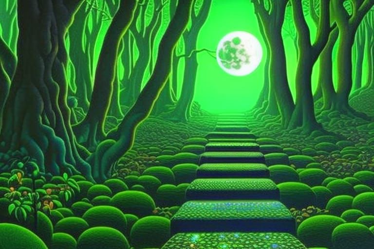 Luminous Jungle Dreamscape in Hypermaximalist Style