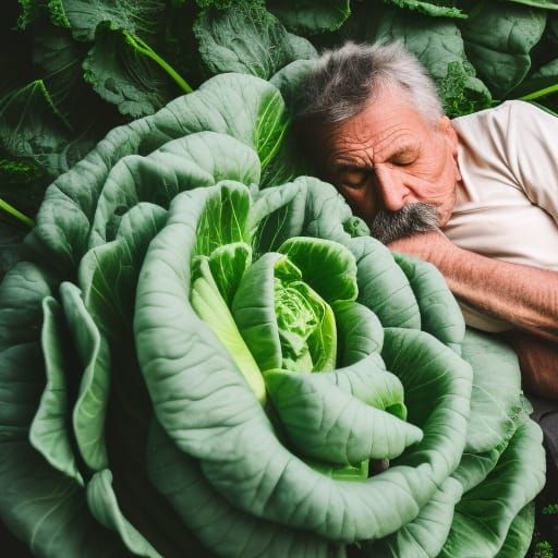 Old man sleeping in the cabbage patch
