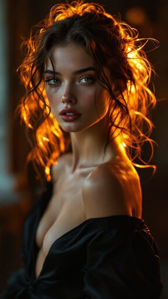 Golden Hour Portrait of Supermodel in Silk Dress