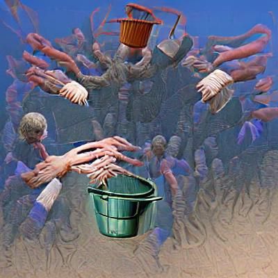 Bucket Overflowing with Disembodied Hands
