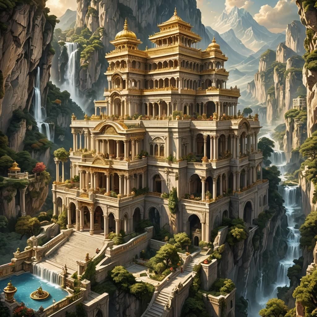 Majestic Fantasy Palace Atop Mount Olympus