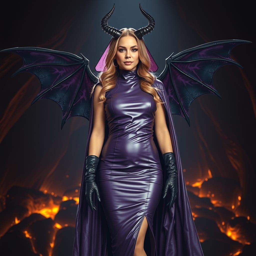 Queen She-Demon in Lava Cave, Gothic Photorealism