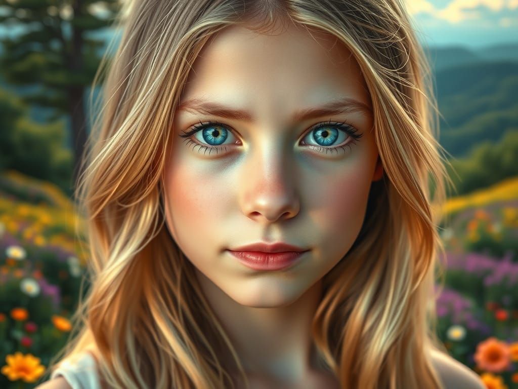 Gentle Innocence in a Dreamy Landscape