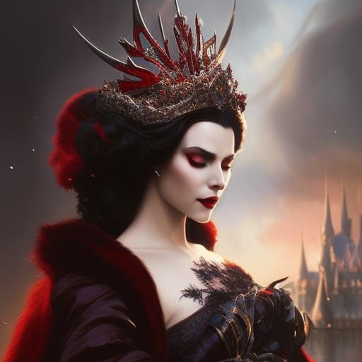 Majestic Vampire Queen Portrait in Art Nouveau Style