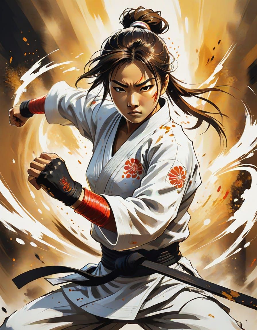 Energetic Anime Martial Artist Strikes with Power