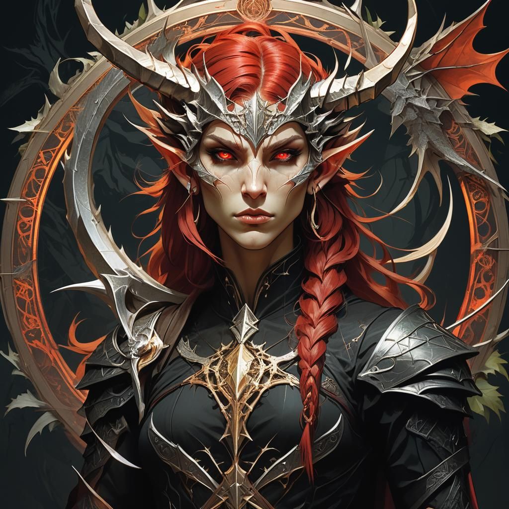 Dragon and Elf in Dark Fantasy Art