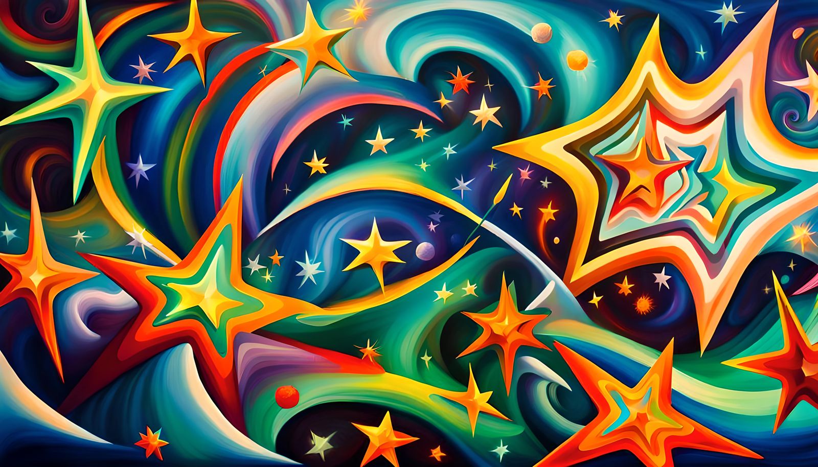 Iridescent Stars Connected in a Swirling Maelstrom