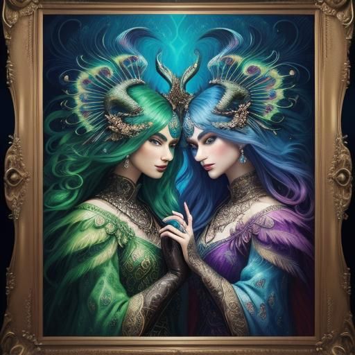 Mystical Dragon Women Portrait in Oil Painting Style