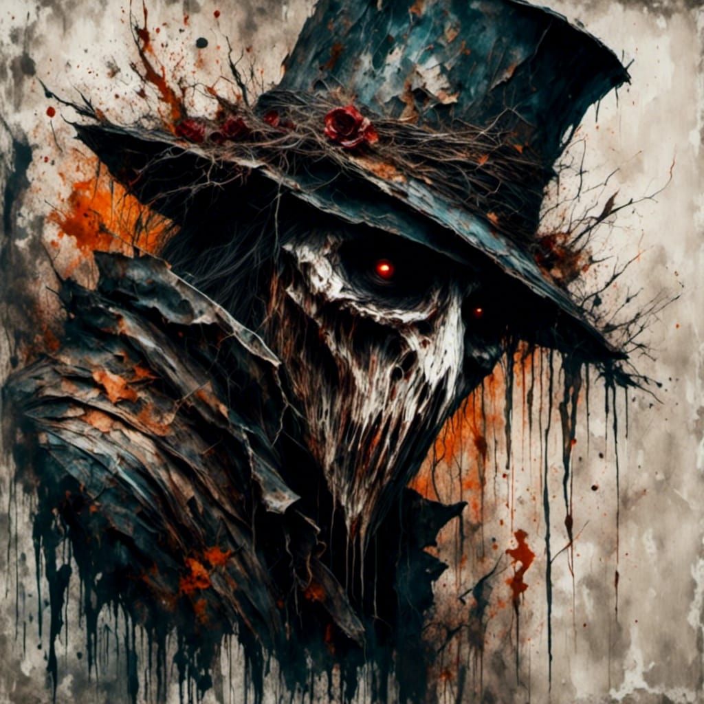 Grotesque Plague Doctor in Gothic Impasto Style