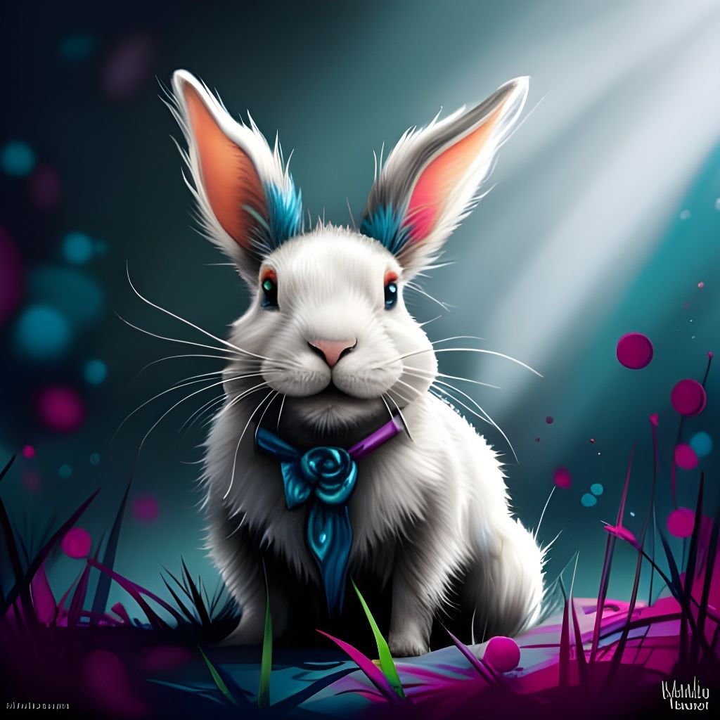 Wicked Rainbow Bunny in Dark Fantasy Style