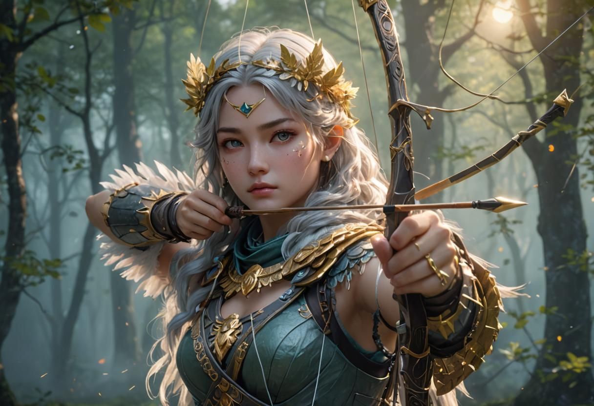 Goddess Artemis Portrait in Anime 3D Art Style