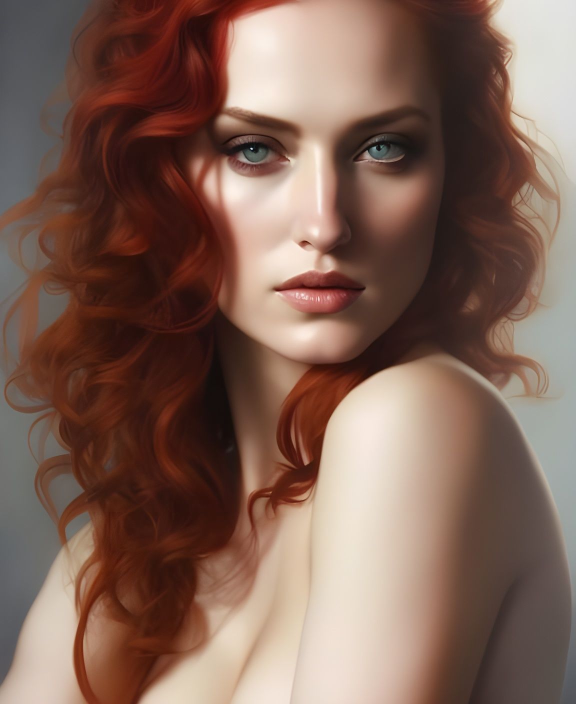 Gorgeous Redhead Portrait in Hyperrealistic Style