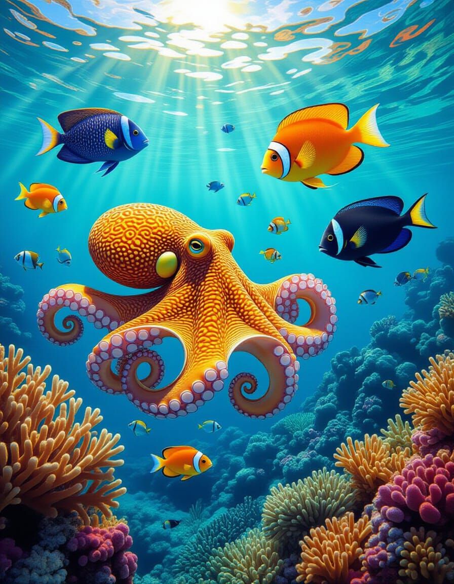 Colorful Coral Reef with Vibrant Marine Life