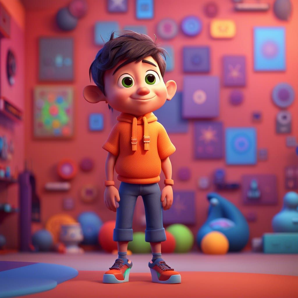 Cartoon Boy in Pixar Disney Style
